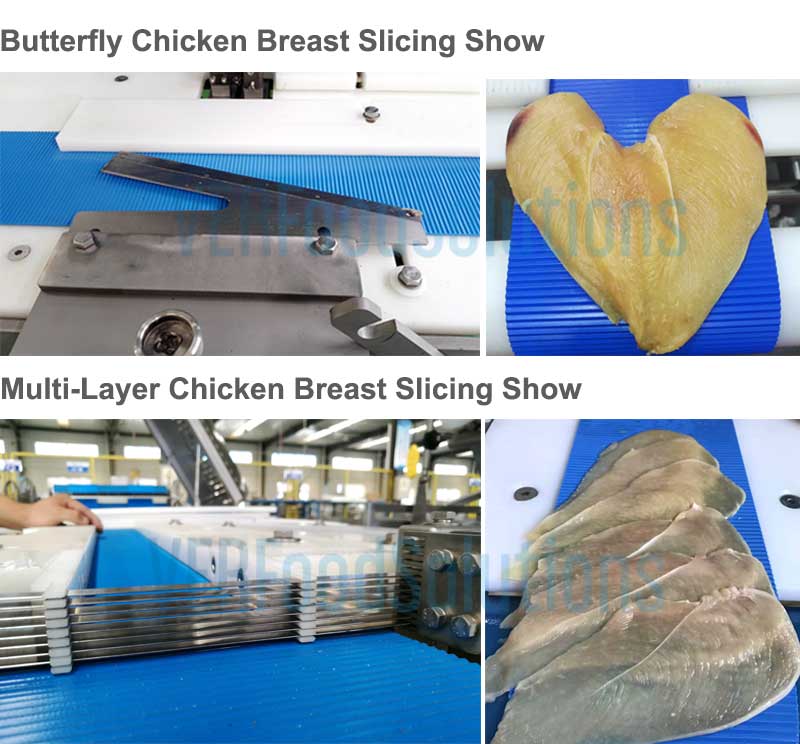 Horizontal chicken breast slicing machine,chicken fillet cutting machine 